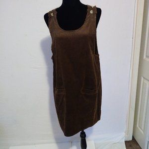 Med Brown Corduroy pinafore "apron" dress